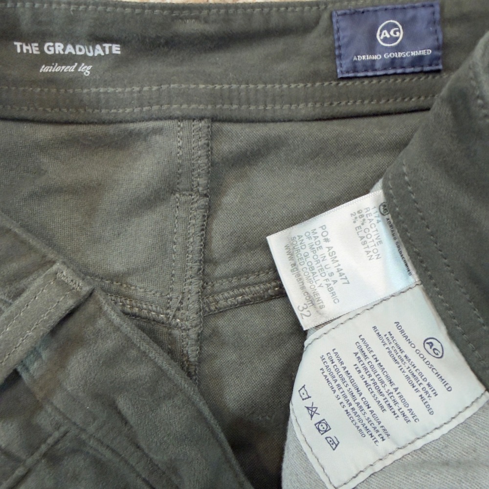AG Adriano Goldschmied The Graduate Tailored Leg Slim Jeans Cypress Green Men 32 - Picture 4 of 11